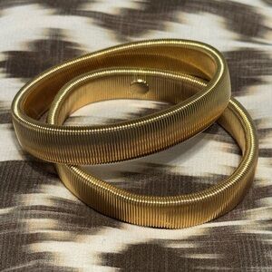 VINTAGE Gold Tone Slinky Stretch Stretchy Metal Bangles Bracelet Set 2 Jewelry
